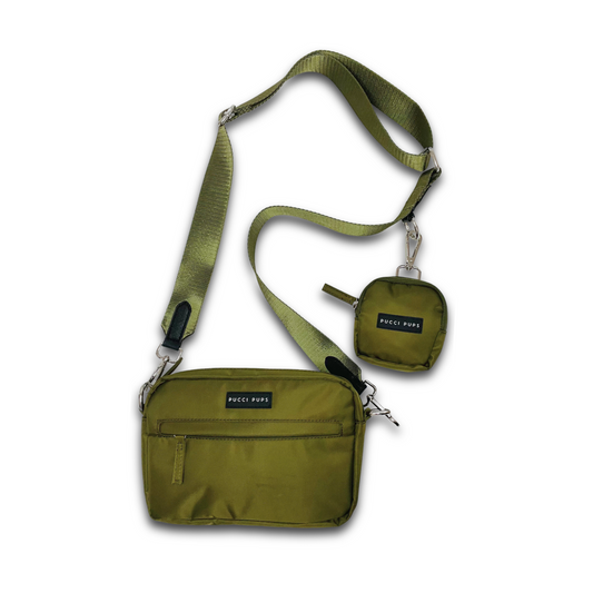 Dog Walking Bag & Purse – Green with Strap of Choice